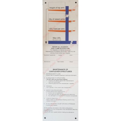 Load sign - Cantilever Racking