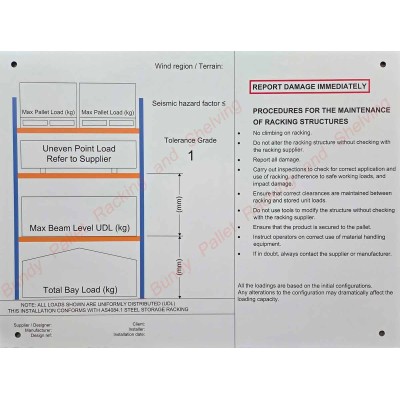 Load sign - Pallet Racking